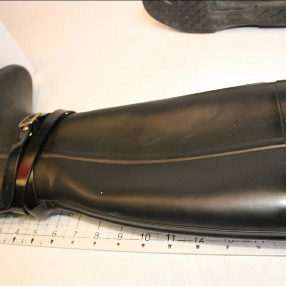 Hunter Andora Womens 5 Tall Black Rubber Wedge Waterproof Rain Boots - Picture 15 of 16